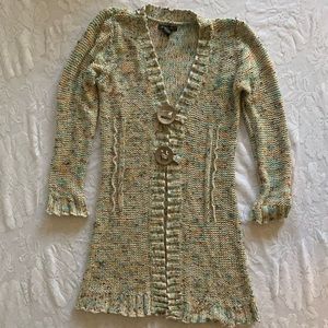BCBGMAXAZRIA Cardigan Multicolor With Wooden Buttons Size Med